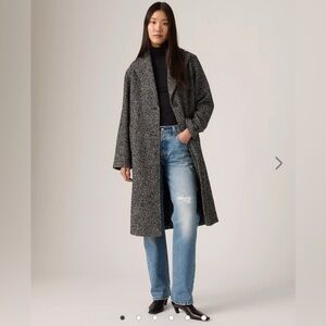 Levi’s Tessa Wool Coat Black Boucle Herringbone Size S NWOT